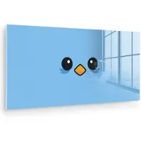 MuchoWow Glasschilderij 160x80 cm - Schilderij acrylglas - Vogel - Blauw - Eenvoudig - Foto op glas - Muurdecoratie woonkamer - Wanddecoratie slaapkamer - Schilderijen