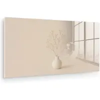 MuchoWow Glasschilderij 40x20 cm - Schilderij acrylglas - Vaas - Takken - Bloemetjes - Wit - Foto op glas - Muurdecoratie woonkamer - Wanddecoratie slaapkamer - Schilderijen