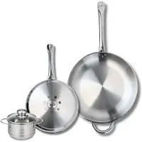 Fackelmann Set van 2 Koekenpannen 24 en 32 cm en 1 braadpan 12 cm Elo Profi Brillant