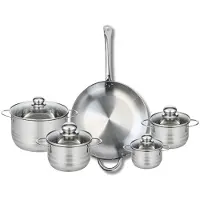 Fackelmann Set van 1 Koekenpan 32 cm en 4 kookpotten 12, 14, 16 en 20 cm Elo Profi Brillant