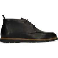 Manfield Zwarte leren veterschoenen | Maat 45