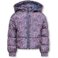 Kids Only KIDS MINI gewatteerde jas blauw Meisjes Polyester Capuchon Bloemen - maat 110