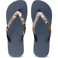 Uzurii Python Taupe Flip Flop Marineblauw