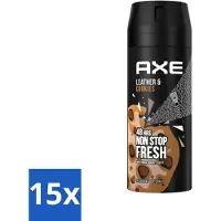 Axe 15 x - Deodorant Bodyspray - 48hrs Fresh - Leather & Cookies - 150 ml - Deodorant - Bodyspray - 48 Uur Bescherming - Leer En Koekjes Geur - Zinktechnologie