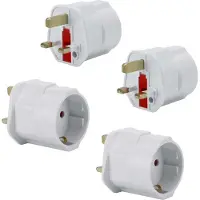 Cadorabo 4x stopcontactadapter in WIT - set van 4 UK type G naar EU Schuko stopcontact power adapter reisstekker voor bijv. UK, Ierland, Singapore, Maleisië - type G reisadapter power plug converter