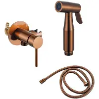 FortiFura Calvi Mengkraan Bidetset - handdouchehouder - 100cm doucheslang - bidet handdouche - geborsteld koper SW1236933/SW1212627/SW970020