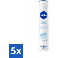 Nivea 5 x - Deospray - Men - Fresh Natural - 48 Uur Lang Werkend - 200 ml - Deospray Mannen - Anti Transpirant - 48 Uur Bescherming - Frisheid - Natuurlijke Geur