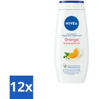 Nivea 12 x - Douchegel - Orange - Voelbaar Gladde Huid - 250 ml - Douchegel - Huid Verzorging - Bamboemelk - Sinaasappelgeur - Voedende Douchegel