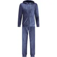 Gaubert Dames Velours Fluweel Huispak met Rits - Loungeset - Joggingpak - Trainingspak - Loungewear Dames - Navy Blauw - Maat M - 2601