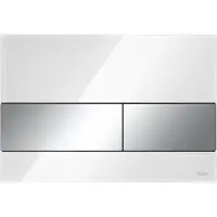 Tece Square Bedieningsplaat Glas Wit - Toetsen Glanzend Chroom - Glas - Toiletten, Bedieningspanelen - 4027255022324