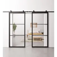 Barnwoodweb Schuifdeur Staal en Glas Dubbel 3 vaks