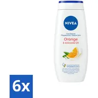 Nivea 6 x - Douchegel - Orange - Voelbaar Gladde Huid - 250 ml - Douchegel - Huid Verzorging - Bamboemelk - Sinaasappelgeur - Voedende Douchegel