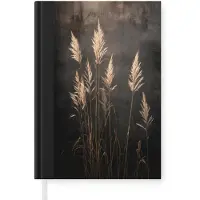 MuchoWow Notitieboek - Schrijfboek - Siergras - Pluimen - Verlichting - Zwart - Notitieboekje klein - A5 formaat - Schrijfblok