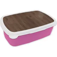 MuchoWow Broodtrommel Roze - Lunchbox - Brooddoos - Bruin - Patronen - Hout - 18x12x6 cm - Kinderen - Meisje