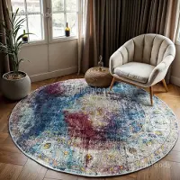 Muratap Picasso heriz vintage rond vloerkleed multi / blauw laagpolig- 300