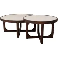 Giga Meubel Salontafel Ayase Marmer Donkerbruin Set van 2