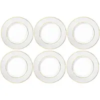 Wilmax England Porseleinen Bord Wit Gouden rand 15cm 6-delig