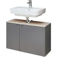 Pelipal wastafelonderkast Quickset 394 melamine gecoat Front: kwarts grijs mat touch, accent polar pine/corpus: kwarts grijs mat touch 52,9x80x33 cm