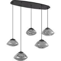 QAZQA Design hanglamp zwart met smoke glas 5-lichts - Gus