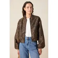 Sissy-Boy Donkerbruin bomber jack met leopard print | Maat: XL