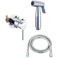 FortiFura Calvi Mengkraan Bidetset - handdouchehouder - 100cm doucheslang - bidet handdouche - chroom SW1236928/SW1212632/SW970015