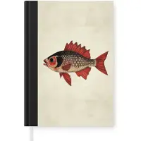 MuchoWow Notitieboek - Schrijfboek - Schubben - Rood - Vis - Vinnen - Notitieboekje klein - A5 formaat - Schrijfblok