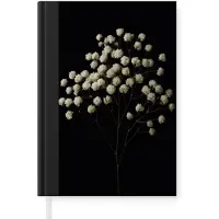 MuchoWow Notitieboek - Schrijfboek - Gipskruid - Bloemetjes - Wit - Minimalistisch - Notitieboekje klein - A5 formaat - Schrijfblok