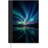MuchoWow Notitieboek - Schrijfboek - Noorderlicht - Kleurrijk - Bergmeer - Notitieboekje klein - A5 formaat - Schrijfblok