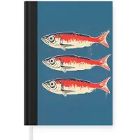 MuchoWow Notitieboek - Schrijfboek - Vissen - Rood - Blauw - Notitieboekje klein - A5 formaat - Schrijfblok