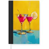 MuchoWow Notitieboek - Schrijfboek - Glazen - Cocktail - Citroen - Kers - Notitieboekje klein - A5 formaat - Schrijfblok