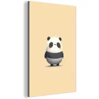 MuchoWow Aluminium schilderij 120x180 cm - Wanddecoratie metaal - Panda - Beige - Minimalistisch - Metalen muurdecoratie woonkamer - Decoratie industrieel - Foto op dibond - Industriële accessoires slaapkamer