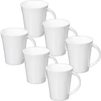 Wilmax - Porseleinen Mok – 380 ml – Set van 6 – Vaatwasser-, Magnetron- en Ovenbestendig – Klassiek Wit