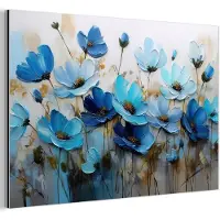 MuchoWow Aluminium schilderij 180x120 cm - Wanddecoratie metaal - Bloemen - Schilderij - Blauw - Metalen muurdecoratie woonkamer - Decoratie industrieel - Foto op dibond - Industriële accessoires slaapkamer