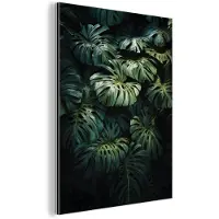 MuchoWow Aluminium schilderij 120x160 cm - Wanddecoratie metaal - Plant - Monstera - Lichtinval - Metalen muurdecoratie woonkamer - Decoratie industrieel - Foto op dibond - Industriële accessoires slaapkamer