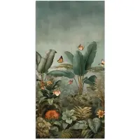 PosterMonkey Poster 80x160 cm - Tropisch bladerdek - Vlinders - groen - Bruin - Posters - Kamer decoratie - Wanddecoratie woonkamer - Muurdecoratie slaapkamer