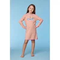 Woody slaapkleed meisjes - roze/geel gestreept - kat - 252-10-DZF-Z/927 - maat 104