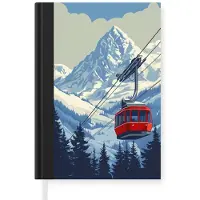 MuchoWow Notitieboek - Schrijfboek - Kabelbaan - Sneeuw - Berglandschap - Notitieboekje klein - A5 formaat - Schrijfblok