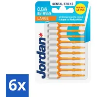 Jordan 6 x Sticks Clean Between Large 40 stuks per verpakking - Tandplak Verwijderen - Tandenstoker - Mondhygiëne - Tandvlees Stimuleren - Tanden Reinigen