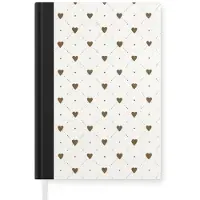 MuchoWow Notitieboek - Schrijfboek - Hartjes - Patroon - Raster - Klassiek - Notitieboekje klein - A5 formaat - Schrijfblok