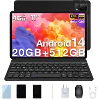 Doogee Tablet met toetsenbord T40 11"2,5K 20 GB RAM + 512 GB ROM Android 14 met Helio G99 Batterij 8580 mAh 16 MP + 8 MP Face ID,Zwart