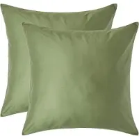 Homescapes Biologisch Kussensloop 80x80 cm – Set van 2 – Mosgroen – 100% Egyptisch Katoen Satijn – Draaddichtheid 400