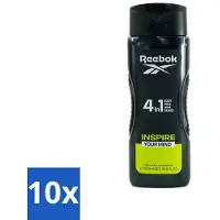 Reebok 10 x - Inspire Your Mind - Douchegel - 4 in 1 - 400 ml - Douchegel - 4 In 1 - Douchegel Voor Mannen - Verzorgende Douchegel - Douchegel Voor Gezicht