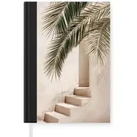 MuchoWow Notitieboek - Schrijfboek - Palmboom - Schaduw - Trap - Beige - Notitieboekje klein - A5 formaat - Schrijfblok