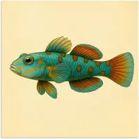 PosterMonkey Poster 30x30 cm - Vis - Blauw - Stippen - Schubben - Posters - Kamer decoratie - Wanddecoratie woonkamer - Muurdecoratie slaapkamer
