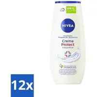 Nivea 12 x - Douchegel - Crème Protect & Dexpantenol - Unieke Crème Geur - 250 ml - Douchegel - Huidverzorging - Vitamine C - Vitamine E - Dexpanthenol