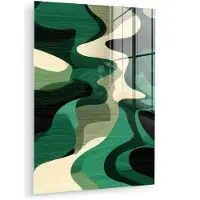 MuchoWow Glasschilderij 120x160 cm - Schilderij acrylglas - Abstract - Camouflage - Groen - Foto op glas - Muurdecoratie woonkamer - Wanddecoratie slaapkamer - Schilderijen
