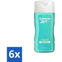 Reebok 6 x - Cool Your Body - Douchegel - 400 ml - Douchegel - Menthol - Aloe Vera - Verkoelende Douchegel - Frisse Geur