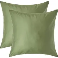 Homescapes Biologisch Kussensloop 60x60 cm – Set van 2 – Mosgroen – 100% Egyptisch Katoen Satijn – Draaddichtheid 400