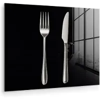 MuchoWow Glasschilderij 160x120 cm - Schilderij acrylglas - Bestek - Klassiek - Elegant - Foto op glas - Muurdecoratie woonkamer - Wanddecoratie slaapkamer - Schilderijen