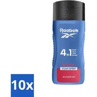 Reebok 10 x - Move Your Spirit - Douchegel - 4 in 1 - 400 ml - Douchegel 4 In 1 - Douchegel Voor Gezicht - Douchegel Voor Haar - Douchegel Voor Lichaam - Scheerschuim